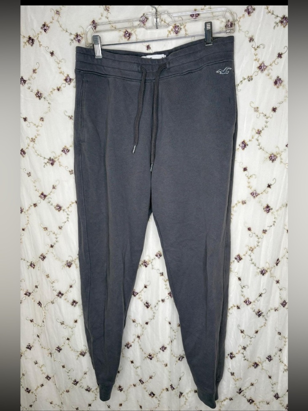 Hollister Men's Dark Charcoal Drawstring Joggers